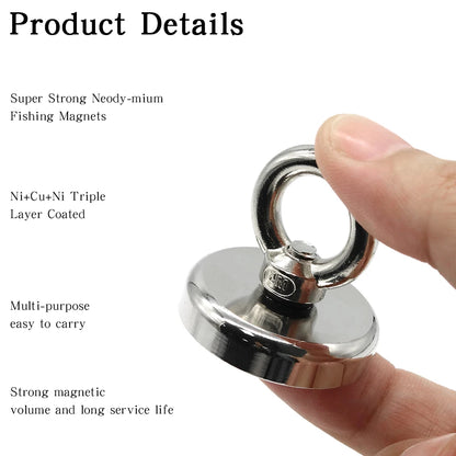 N52 Heavy Duty Search Magnets Strong Neodymium Magnet Salvage Magnet Deep Sea Fishing Magnets Mounting with Ring Eyebolt [MAG]