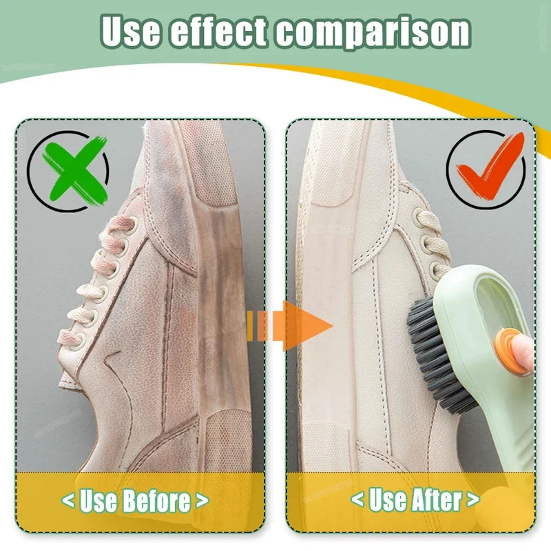 1/2pcs Shoes Brush Automatic Liquid Discharge Multifunction Press Out Shoes Cleaner Soft Bristles Clothes Brushes Cleaning Tool [SHO]