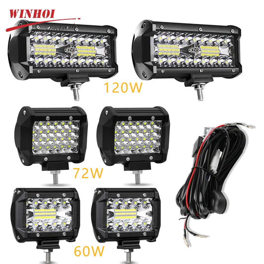 Car LED Light Bar Offroad 4x4 Spotlights Fog Lamp 12V 24V Diode Headlight Truck Farm Tractor Boat SUV ATV Light Bar/work Light [CAR]