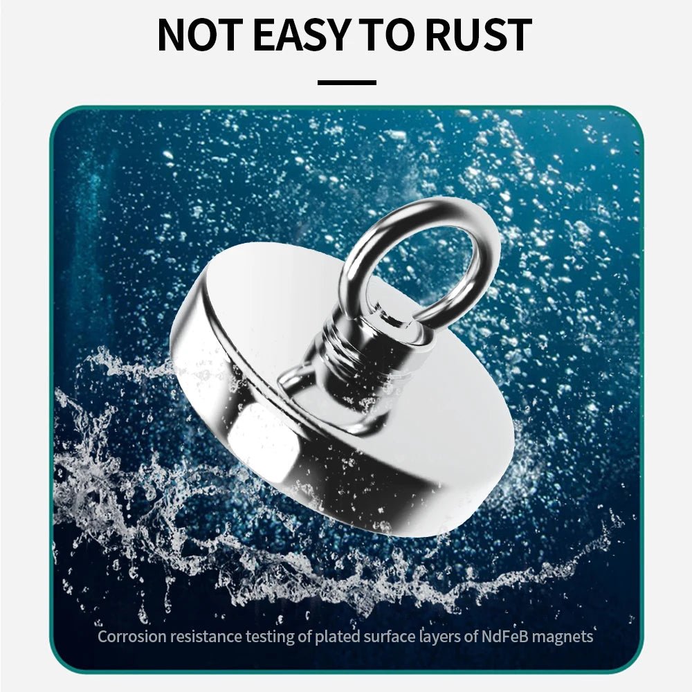 N52 Salvage Magnet Heavy Duty Search Magnets Strong Neodymium Magnet Deep Sea Fishing Magnets Mounting with Ring Eyebolt [MAG]