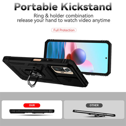 For Xiaomi Redmi Note 10 10S Case Car Holder Ring Phone Case For Redmi Note 10 Pro Max Note10 S Slide Camera Armor Back Cover [CAR]