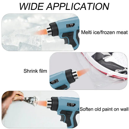 Portable Heat Gun Cordless Electric Heat Gun with 4 Nozzle For Makita/Dewalt/Milwaukee/Bosch/Black Decker 18V 20V Li-ion Battery [TOL]