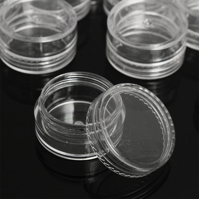 50pcs 5g Sample Clear Cream Jar Mini Cosmetic Bottles Containers Transparent Pot For Nail Arts Small Clear Can Tin For Balm [CSM]