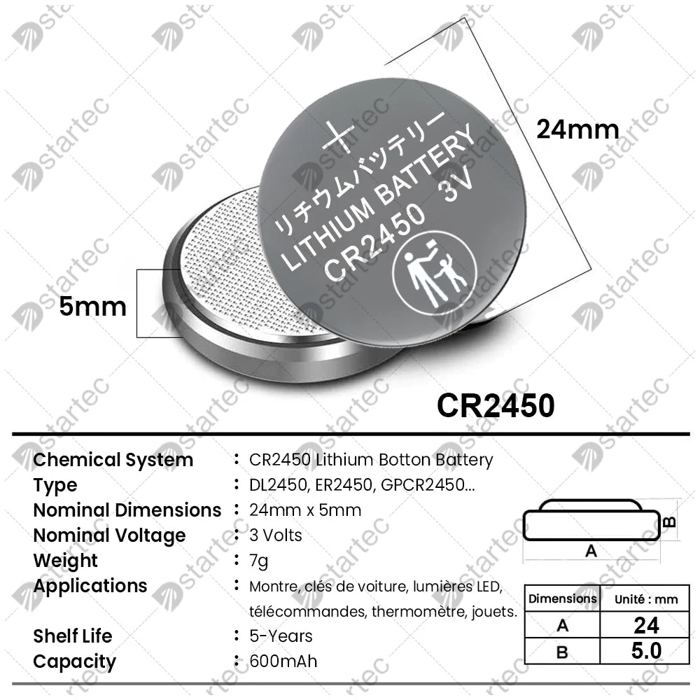 Eunicell CR2450 Watch Buttom Battery KCR2450 5029LC LM2450 DL2450 ECR2450 BR2450 CR 2450 3V 600mAh Lithium Coin Cell Batteries [BAT]