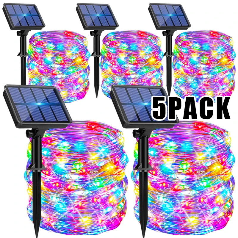 Outdoor LED Solar Fairy Lights Christmas Decoration Waterproof Solar Garland 8Mode Lights For Xmas Party Patio Balcony Yard [SLG]