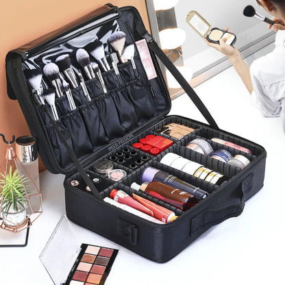 New Oxford Cloth Makeup Bag Large Capacity With Compartments For Women Travel Cosmetic Case [CSM]