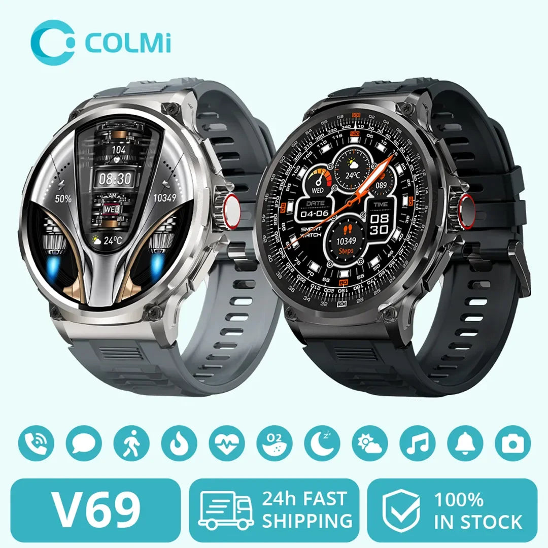 COLMI V69 1.85 Inch HD Bluetooth Call Smart Watch Men Sports Fitness Tracker Heart Monitor 710mAh Smartwatch For XIAOMI Android [SWH]