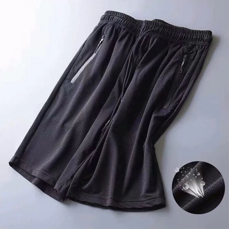 M-5XL Men's Summer Loose Quick-Drying Breathable Shorts Ice Silk Pants Sweatpants Ultra-Thin Mesh Running Fitness [MEN]