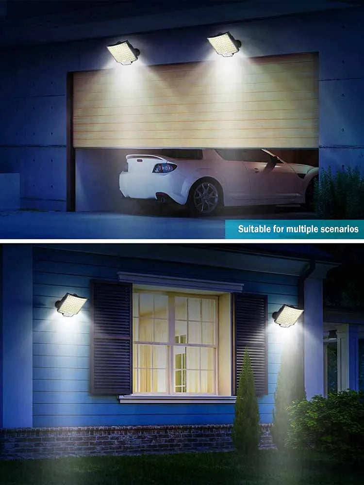 106LED Solar Light Outdoor Waterproof with Motion Sensor Floodlight Remote Control 3 Modes for Patio Garage Backyard [SLG]