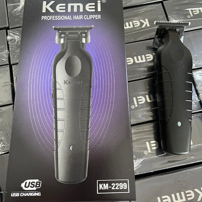 Kemei 2299 Barber Cordless Hair Trimmer 0mm Zero Gapped Carving Clipper Detailer Professional Electric Finish Cutting Machine [HAI]