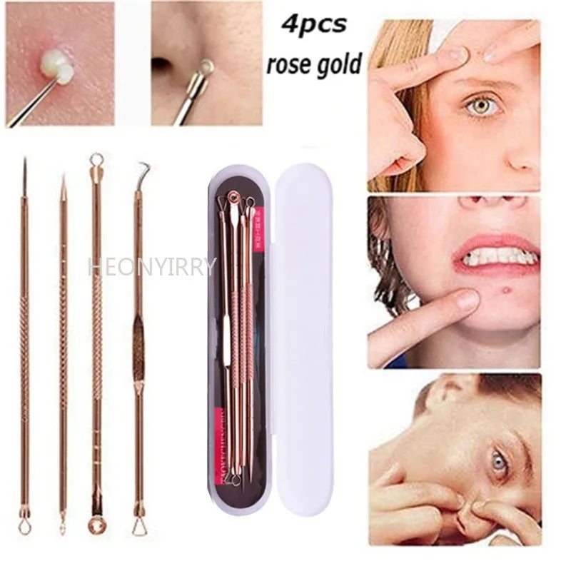 4PCS Acne Blackhead Comedone Black Spot Pimple Blemish Remover Skin Care Women Beauty Acne Treatment Pore Cleanser Needle Hook [SKC]