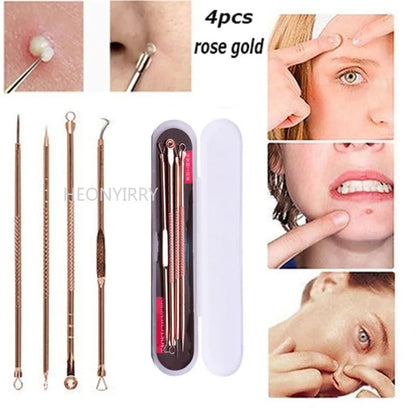 4PCS Acne Blackhead Comedone Black Spot Pimple Blemish Remover Skin Care Women Beauty Acne Treatment Pore Cleanser Needle Hook [SKC]