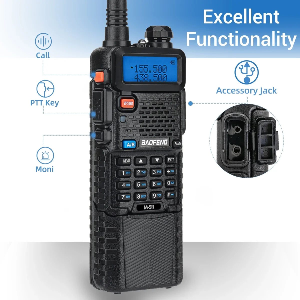 1/2PCS Baofeng M-5R Walkie Talkie Air Band 3800mAh Battery Wireless Copy Frequency Long Range AM  Ham UV-5R K5 Two Way Radio [TEL]