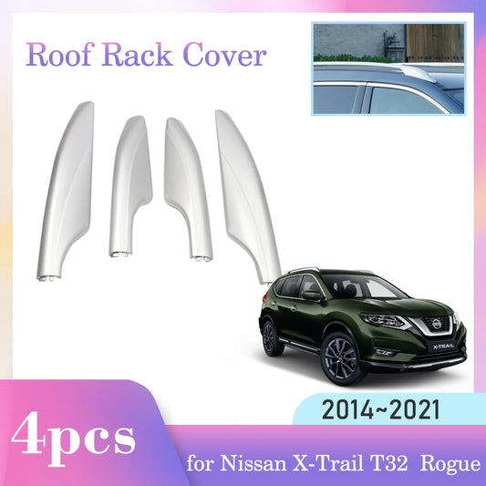 Car Roof Rack Cover for Nissan X-Trail T32 Rogue 2014~2021 2015 2016 2017 Luggage Bar Cap Trim Rail End Shell Plasitc Accessorie [CAR]