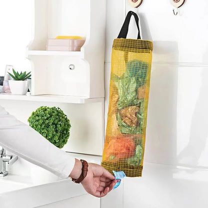 Home Grocery Bag Holder Wall Mount Plastic Bag Holder Dispenser Hanging Storage Trash Garbage Bag Kitchen Garbage Organizer [DSP]