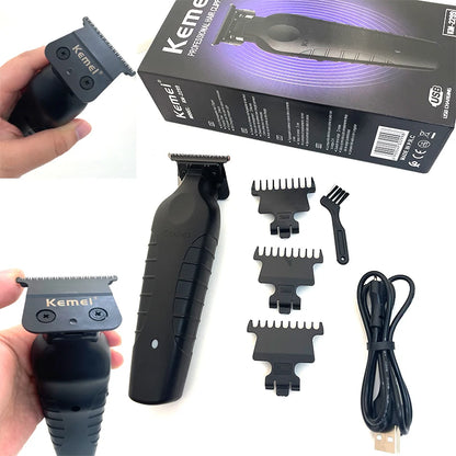 Kemei 2299 Barber Cordless Hair Trimmer 0mm Zero Gapped Carving Clipper Detailer Professional Electric Finish Cutting Machine [HAI]