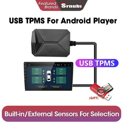 Srnubi Android TPMS for Car Radio DVD Player Tire Pressure Monitoring System Spare Tyre Internal External Sensor USB TMPS [SEC]