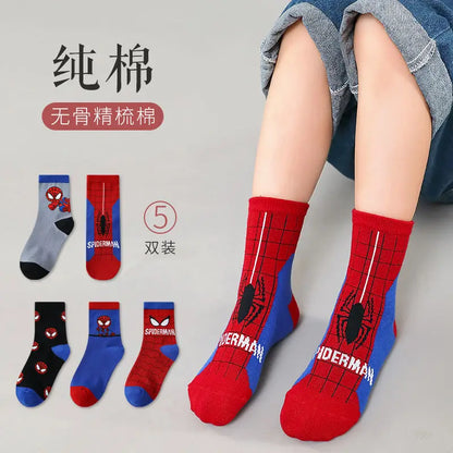 Disney Baby Socks Spiderman Cartoon Anime Hero Cotton Boys Tube Socks Children Autumn Winter Kids Socks Random 1pair [SOX]