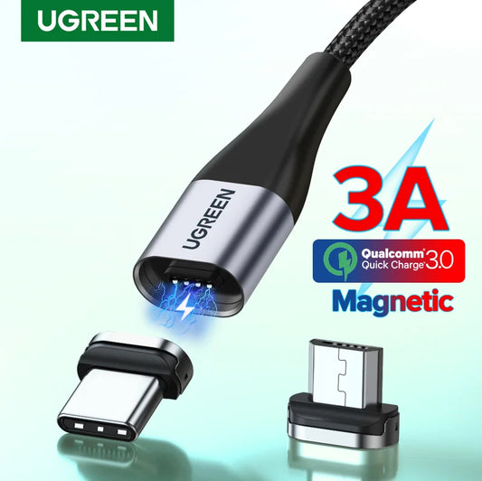 UGREEN Magnetic USB Charging Cable Type C  Micro USB Phone Cable Magnet Charger Micro USB For Xiaomi  3A Mobile Phone Wire Cord [MOB]