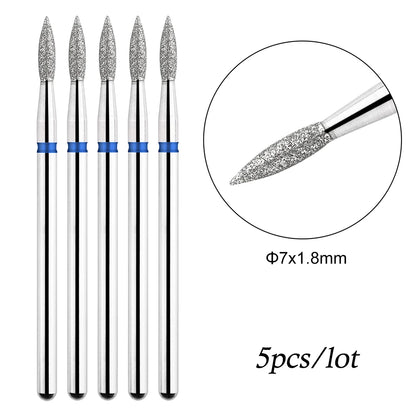 5pcs/lot Drill Bits for Nails Diamond Heads to Nails Milling Cutter for Manicure Cuticle Nail Cutter Tips Accessories Tools [TPT]