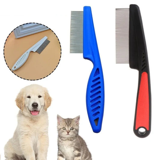 Pet Supplies Tooth Hair Removal Flea Lice Brush Stainless Steel Comb Deworming Knot Dog Cat Grooming Comb [PET]