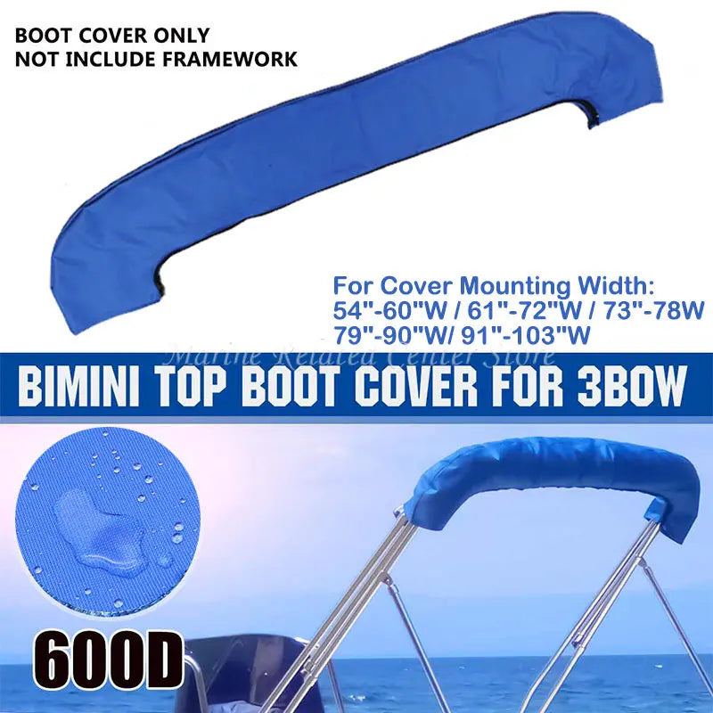 600D 3 BOW Bimini Top Boot Cover No Frame Boat Cover Waterproof Anti UV Boat Cover Dustproof Marine Cover Boat Accessories [MRN]