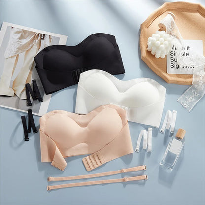 Women Strapless Bra Seamless Tube Tops Breathable Wireless Wedding Brassiere Push Up Bras Sexy Female Lingerie Invisible [BRA]