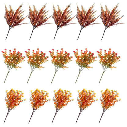 Gypsophila Artificial Flowers Eucalyptus Branch Babies Breath Fake Red Orange Flower Bouquet Home Wedding Decoration Autumn [FLW]