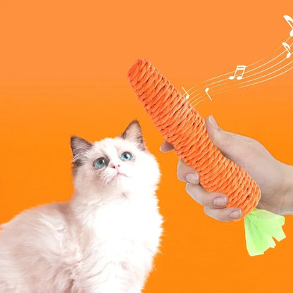 Carrot Pet Cat Toy Paper Rope Chew Toys Built-in Bell Small Animals Cute Pet Biting Toys Cute Pet Interactive Cat Toys Plaything [PET]