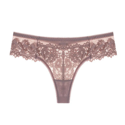 Lace Thong Women Lace Low Waist Panties Sexy Transparent Underwear Ladies Briefs Lingerie Panty Underwear Womens Lingerie [GRM] [UND]