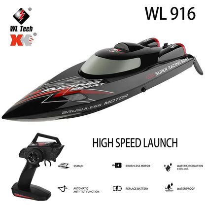 WLtoys WL916 WL915-A RC Boat 2.4Ghz 55KM/H Brushless High Speed Racing Ship 2200mAh Remote Control Speedboat Toys For Adults [TOYS]