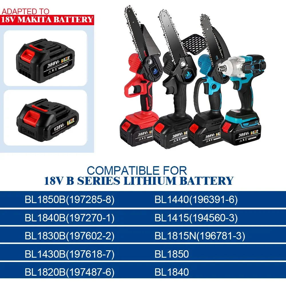 18V Rechargeable Lithium Ion Battery High Capacity with Battery Indicator for Makita Cordless Electric Power Tool Battery EU Plug [BAT]