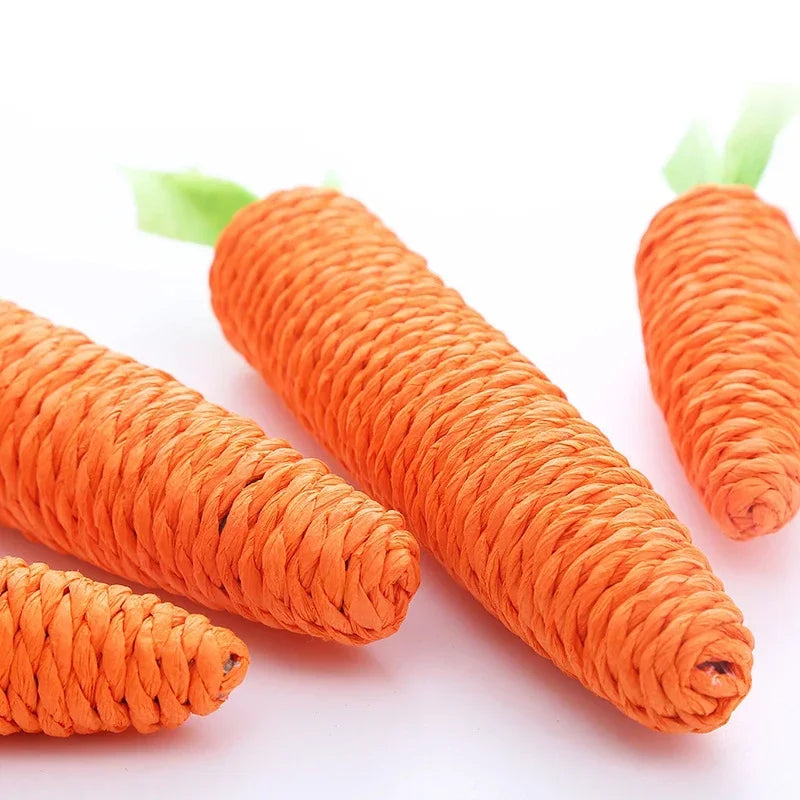 Carrot Pet Cat Toy Paper Rope Chew Toys Built-in Bell Small Animals Cute Pet Biting Toys Cute Pet Interactive Cat Toys Plaything [PET]