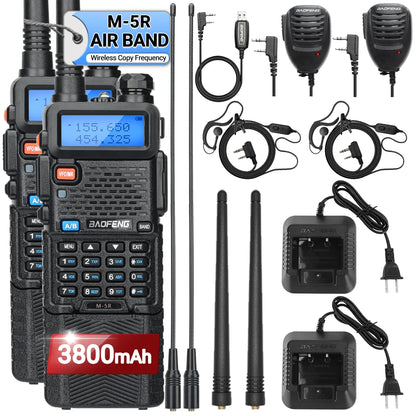 1/2PCS Baofeng M-5R Walkie Talkie Air Band 3800mAh Battery Wireless Copy Frequency Long Range AM  Ham UV-5R K5 Two Way Radio [TEL]