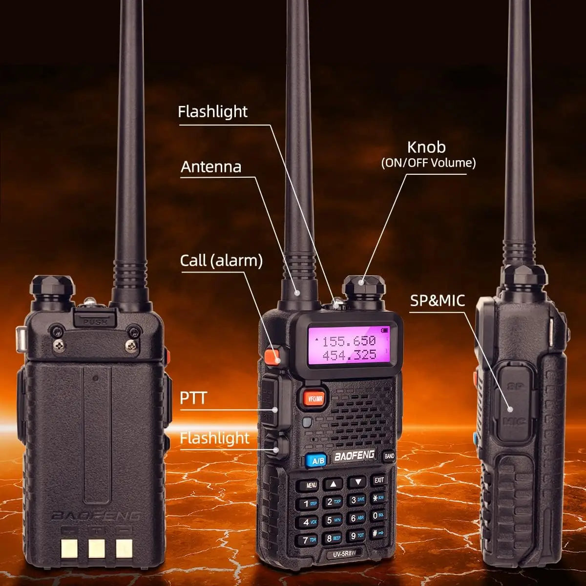 1/2PCS BaoFeng UV-5R 8W Tri-Power Walkie Talkie High Power Dual Band Long Range 128 CH Portable Handheld UV 5R Ham Two Way Radio [TEL]