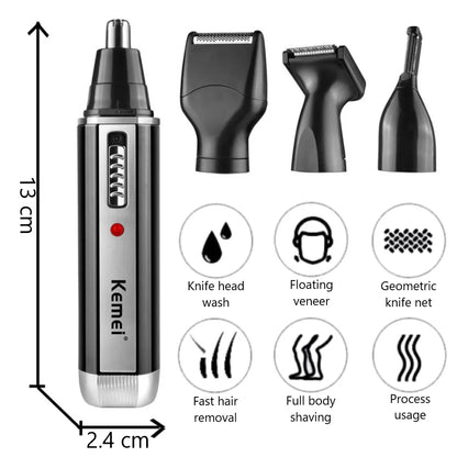 4in1 Rechargeable Nose Trimmer Beard Trimmer for Men Ear Eyebrow Nose Hair Trimmer for Nose and Ear Hair Removal Clean Machine [HAI]