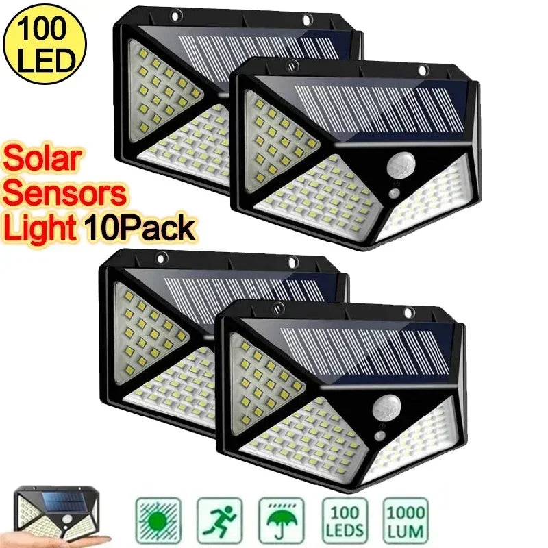 100 LED Solar Wall Lights 1/2/4Pcs Outdoor Solar Lamp PIR Motion Sensor Solar Powered Sunlight Street Light for Garden Light [SLG]