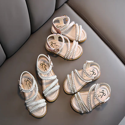 Girl Sandals Summer Fashion Kids Baby Girls Bling Rhinestone Princess Single Sandals For Little Big Girl's Shoes [SHO]