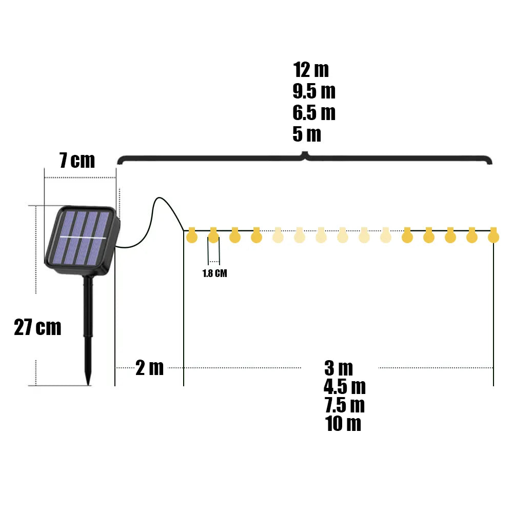 100 LED Solar Light Outdoor IP65 Waterproof String Fairy Lamps Solar Garden Garlands Christmas Decoration 12M [SLG]