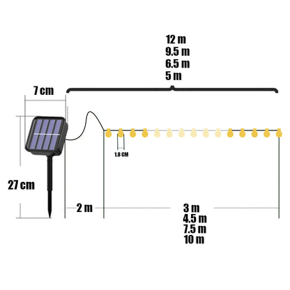 100 LED Solar Light Outdoor IP65 Waterproof String Fairy Lamps Solar Garden Garlands Christmas Decoration 12M [SLG]