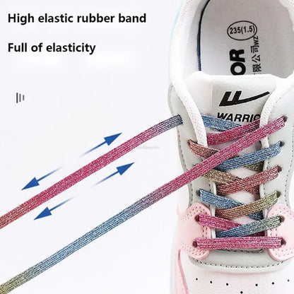 New Capsule Lock Shoelaces without ties Rainbow Elastic Laces Sneaker No Tie Shoe laces Kids Adult Quick Flat Shoelace for Shoes [SHO]