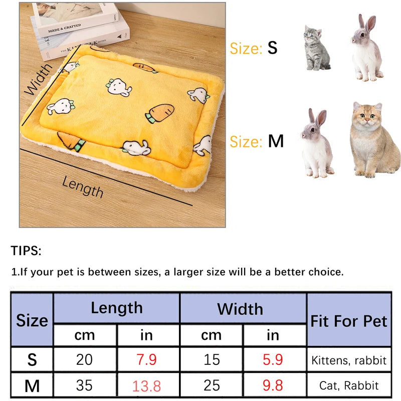 Soft Cat Bed Mats Short Plush Pet Sleeping Bed Mats for Cats Small Dogs Rabbit Pet Pad Blanket Warm Cushion Cat Accessories [PET]