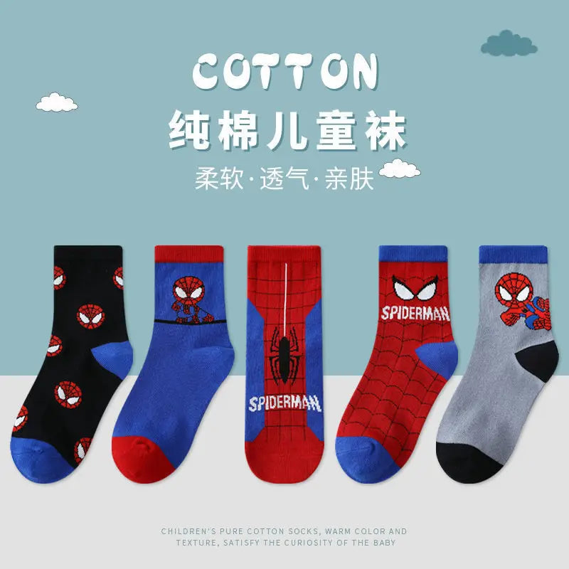 Disney Baby Socks Spiderman Cartoon Anime Hero Cotton Boys Tube Socks Children Autumn Winter Kids Socks Random 1pair [SOX]