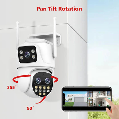 Wifi Surveillance Camera Outdoor PTZ 9MP Three lens 8X Digital Zoom AI Auto Tracking Humanoid Detection 4MP Security Camera [SEC]