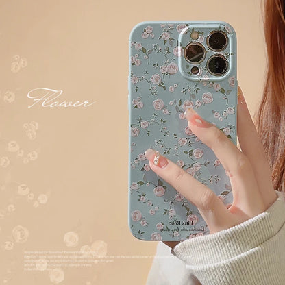 Retro Shattered Flowers Phone Case For iPhone 15 14 13 12 11 Pro Max Fashion Simple Floral Soft Shell Shockproof Bumper Cover [PHC]