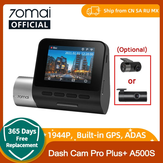 70mai Dash Cam Pro Plus A500S 1944P ADAS GPS Camera 70mai Front Cam A500S 140FOV Car DVR 24H Parking Support Rear Interior Cam [CAR]