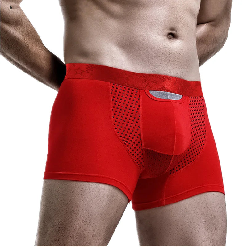 Men Underwear Modal Boxer Shorts Homme Antibacterial Magnetic Panties Man Ice Silk Bullet Separation Pouch Underpants Male Cueca [GRM] [UND]