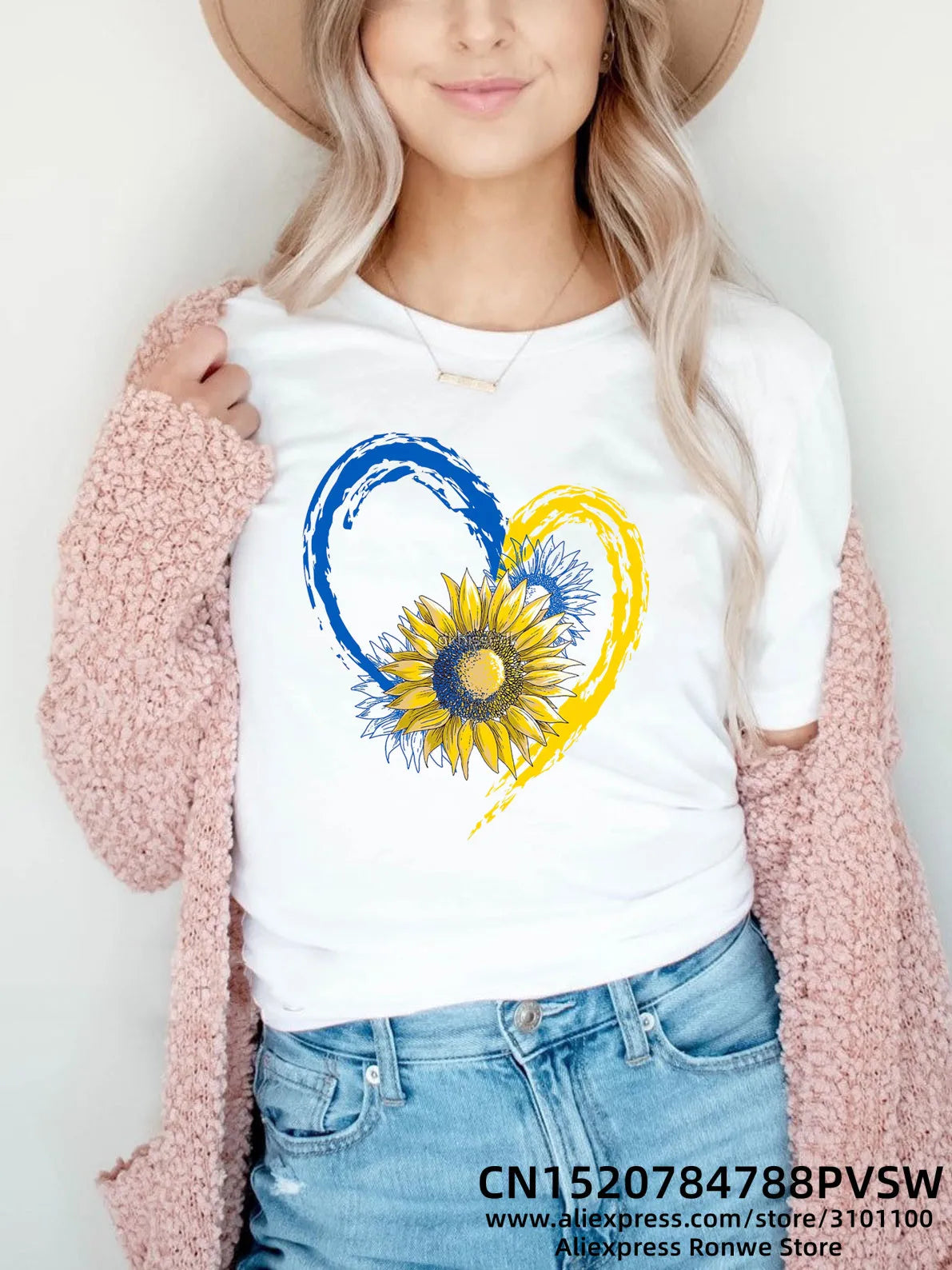 Heartbeat Blue Yellow Women Print T-shirt Girl Y2K Short Sleeve Tee Tops Lady 90S Sweatshirts Female Harajuku Clothing [TSH]