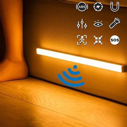 PIR Motion Sensor LED Under Cabinet Lamp Dimmable Rechargeable Night Light Stairs Closet Room Aisle Tube Bar Detector Bulb [MTL]