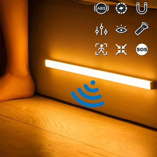 PIR Motion Sensor LED Under Cabinet Lamp Dimmable Rechargeable Night Light Stairs Closet Room Aisle Tube Bar Detector Bulb [MTL]